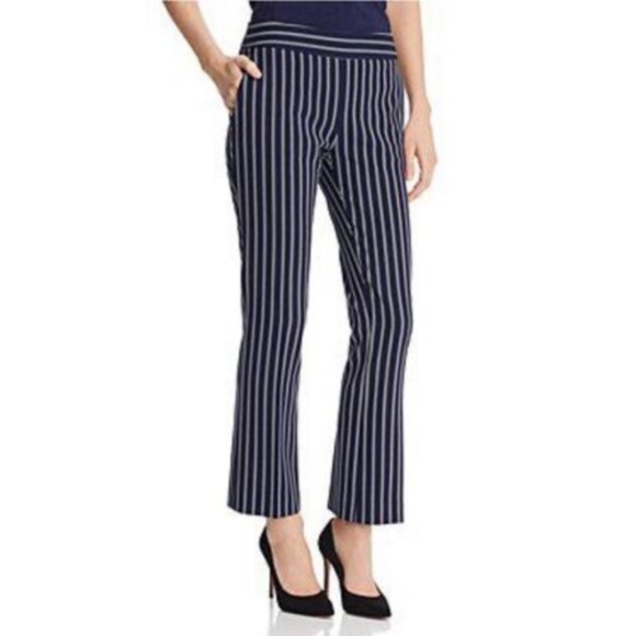 Hugo Boss Tebella Navy Striped Blue Crop Pants Size 10 - Picture 10 of 10